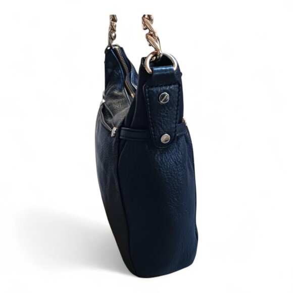 Michael Kors Convertible Black Pebbled Leather Tote / Crossbody Bag/ Gold Chain - Picture 3 of 10